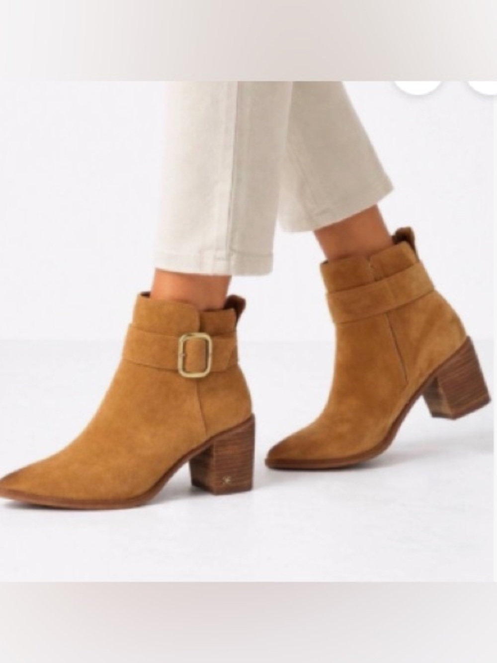 Sam Edelman Leonia Camel Suede Pointed Toe Ankle Booties - Size7 - NEW